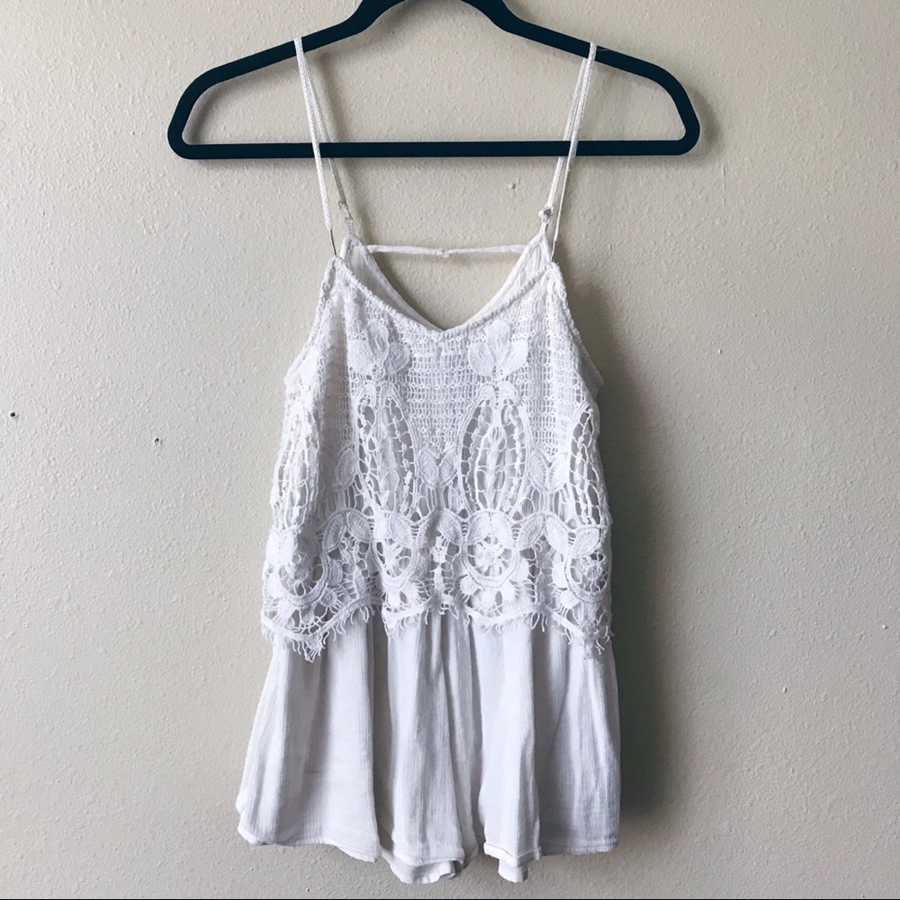 American Eagle Cream Crochet Lace Romper XXS